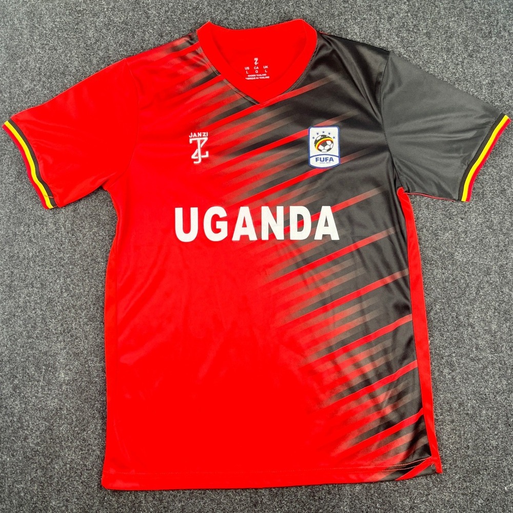 Janzi Uganda National Team FUFA Soccer Jersey Red Black Mens Large L